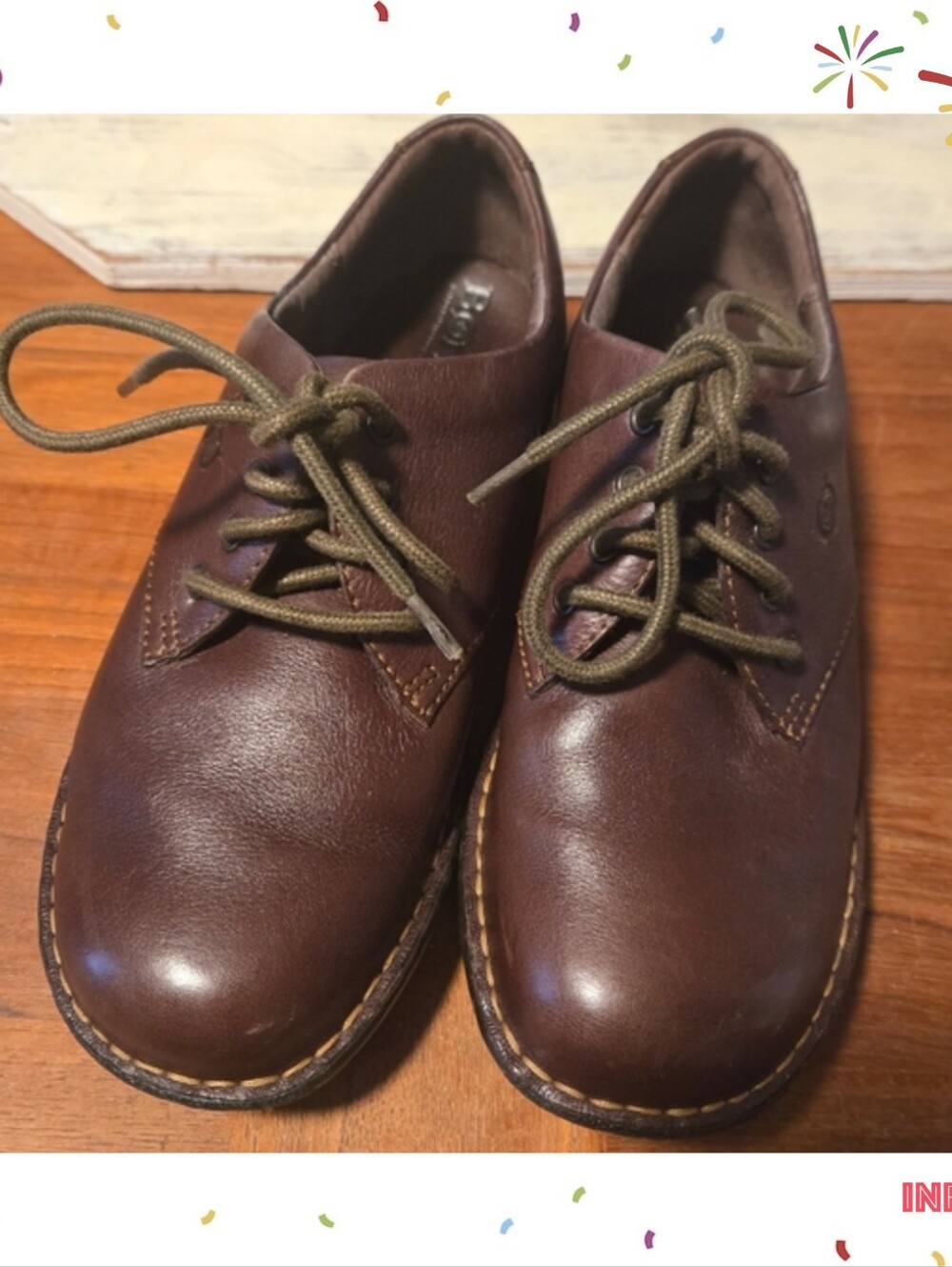 Born Brown Leather Lace-Up Oxfords with Size 6